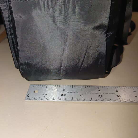 BX Black Nylon Mini Backpack Gold Zippers Logo Compact Gym Travel School Dogwalk - Picture 6 of 9